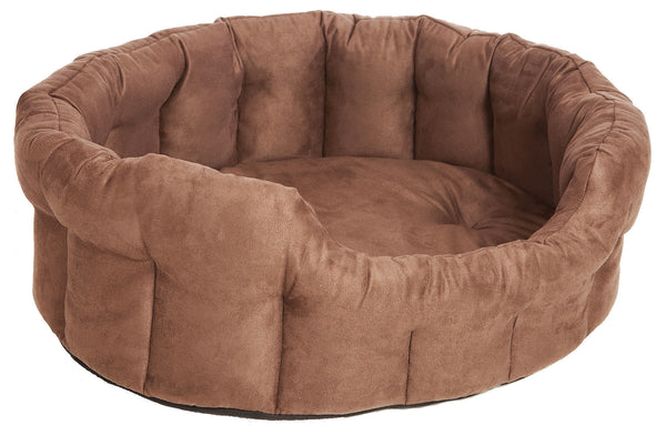 P&L Premium Oval Drop Fronted Heavy Duty Faux Suede Material Softee Beds