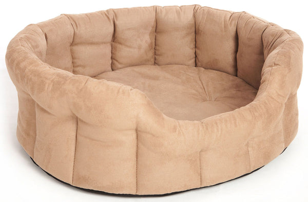 P&L Premium Oval Drop Fronted Heavy Duty Faux Suede Material Softee Beds