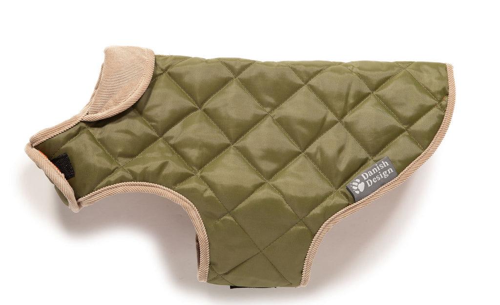 Forest Green Quilted Dog Coat